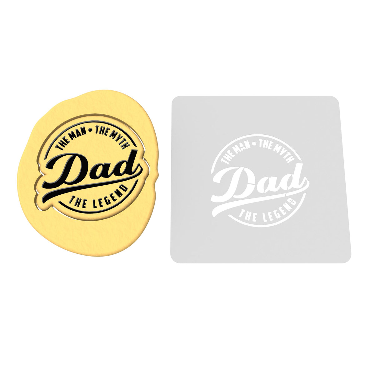 Dad: Man Myth Legend Cookie Cutter | Stamp | Stencil #2 Boys/ Army / Outdoorsman Cookie Cutter Lady 2 Inch Small Cupcake Stamp Only Yes