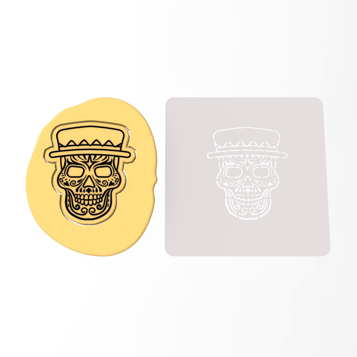 Day of the Dead Skull with Hat Cookie Cutter | Stamp | Stencil #2