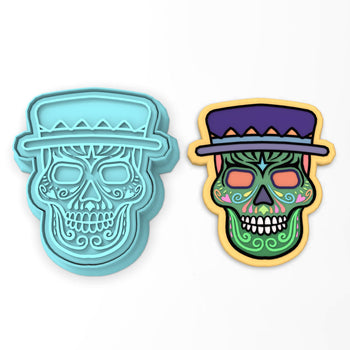 Day of the Dead Skull with Hat Cookie Cutter | Stamp | Stencil #2
