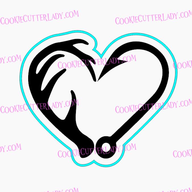 Deer Antler Hook Cookie Cutter | Stamp | Stencil #1