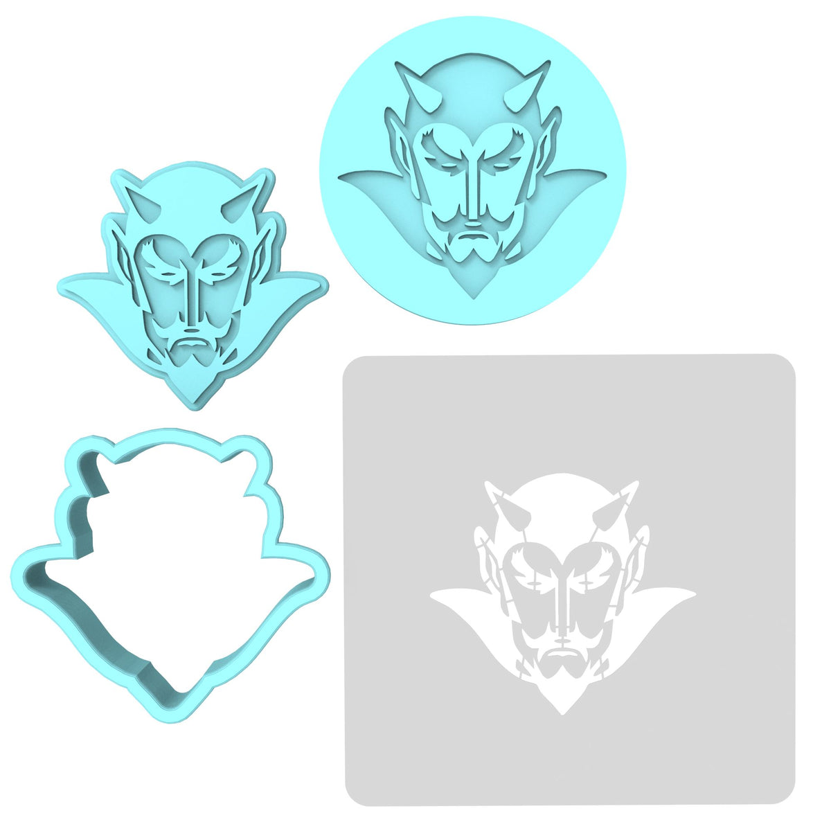 Devils Cookie Cutter | Stamp | Stencil Animals & Dinosaurs Cookie Cutter Lady MINI - 2 Inches (5cm) **FULL SET BUNDLE** Cutter + Stamp + Stencil + Debosser **BEST DEAL** 