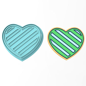 Diagonal Striped Heart Cookie Cutter | Stamp | Stencil #1