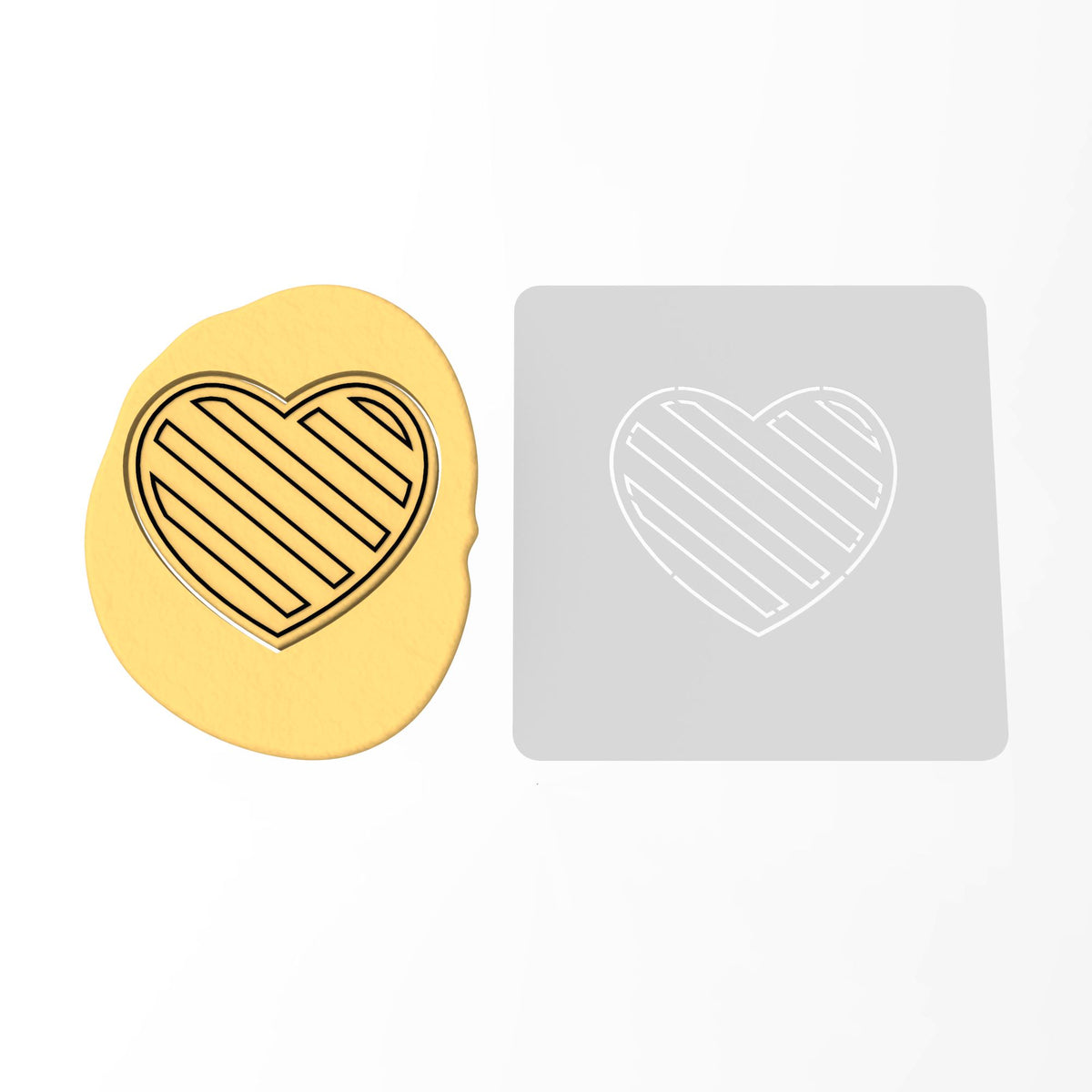 Diagonal Striped Heart Cookie Cutter | Stamp | Stencil #1 Wedding / Baby / V Day Cookie Cutter Lady MINI - 2 Inches (5cm) Stencil ONLY 