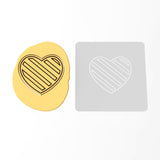 Diagonal Striped Heart Cookie Cutter | Stamp | Stencil #1 Wedding / Baby / V Day Cookie Cutter Lady MINI - 2 Inches (5cm) Stencil ONLY 