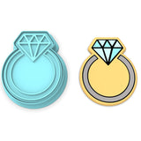Diamond Wedding Ring Cookie Cutter | Stamp | Stencil #1