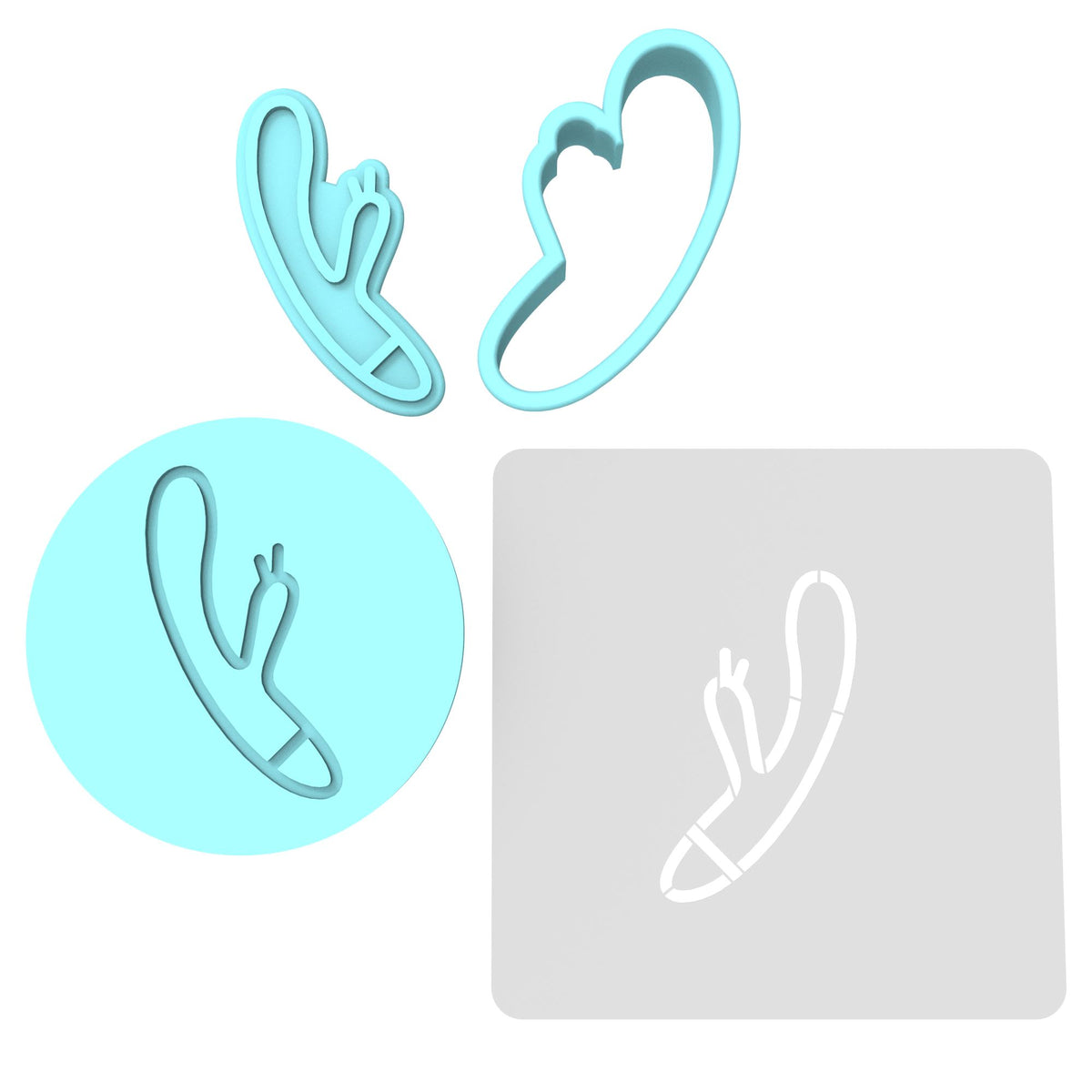 Dildo Cookie Cutter | Stamp | Stencil #2 Bachelorette & Bachelor Cookie Cutter Lady MINI - 2 Inches (5cm) **FULL SET BUNDLE** Cutter + Stamp + Stencil + Debosser **BEST DEAL** 