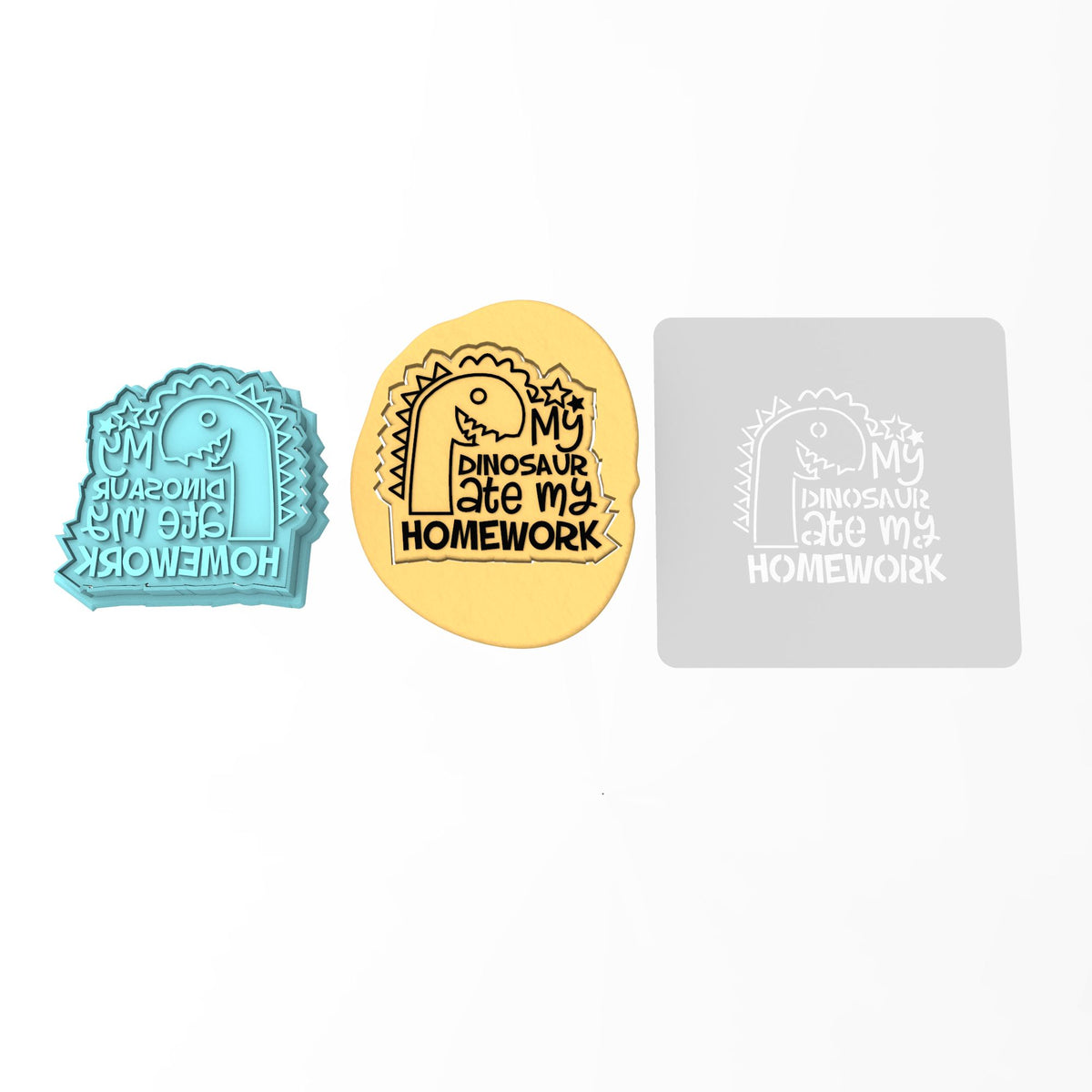 Dinosaur Ate My Homework Cookie Cutter | Stamp | Stencil #1