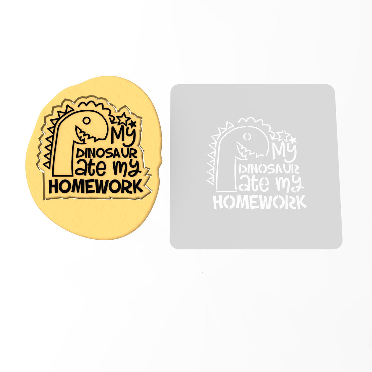 Dinosaur Ate My Homework Cookie Cutter | Stamp | Stencil #1