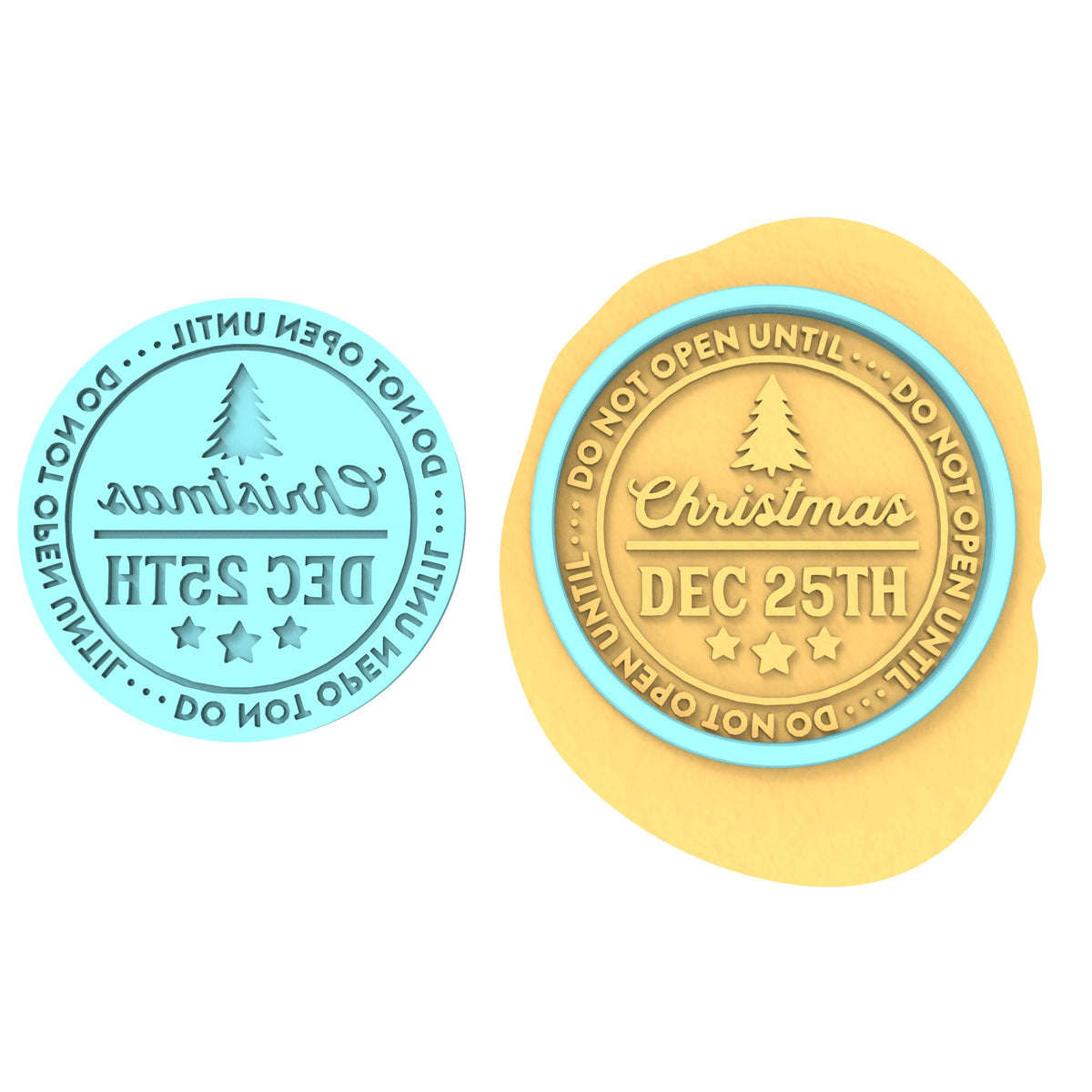 Do Not Open Until Christmas Cookie Cutter | Stamp | Stencil #1 Xmas / Winter / NYE Cookie Cutter Lady MINI - 2 Inches (5cm) **BUNDLE** Cutter + Debosser 
