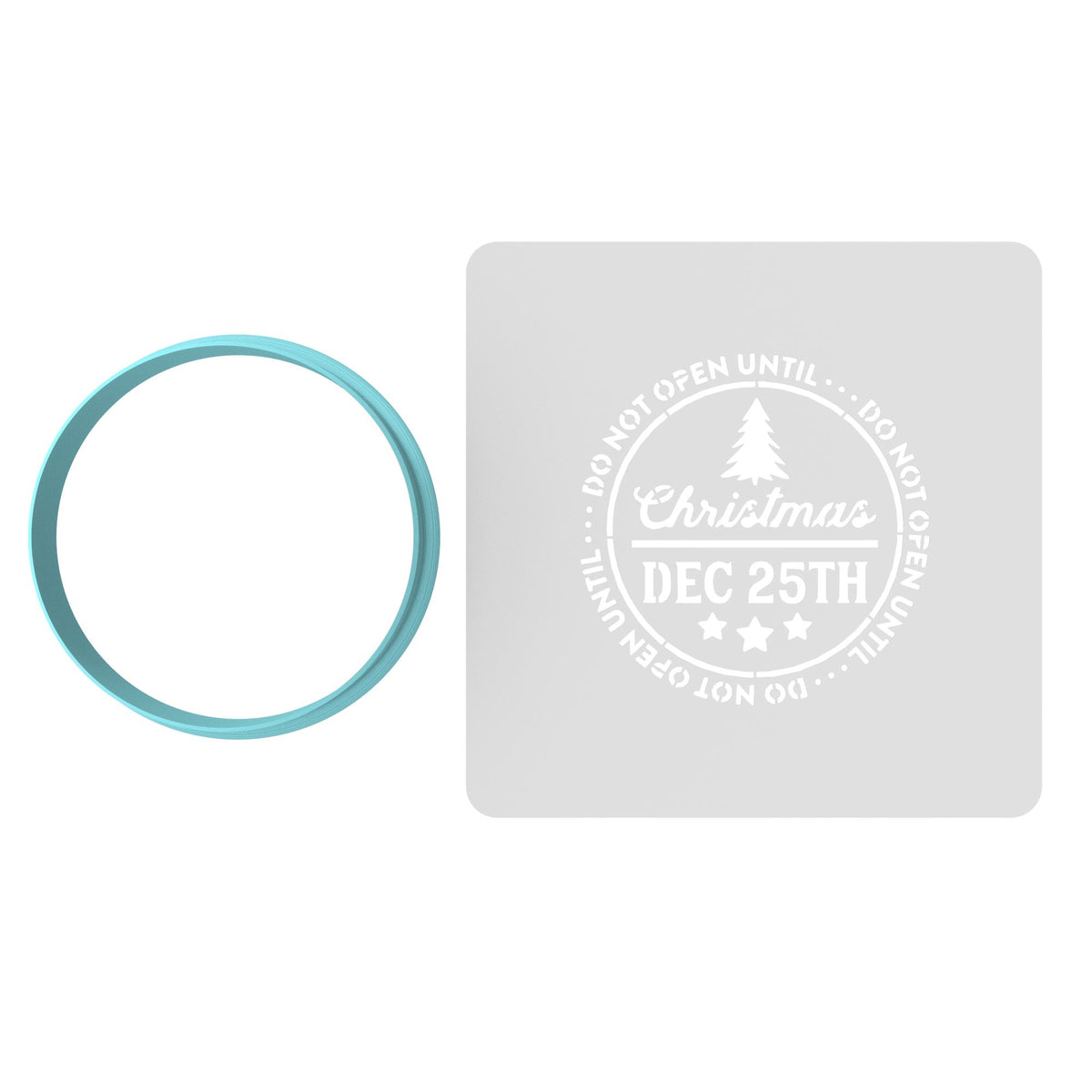 Do Not Open Until Christmas Cookie Cutter | Stamp | Stencil #1 Xmas / Winter / NYE Cookie Cutter Lady MINI - 2 Inches (5cm) **BUNDLE** Cutter + Stencil 