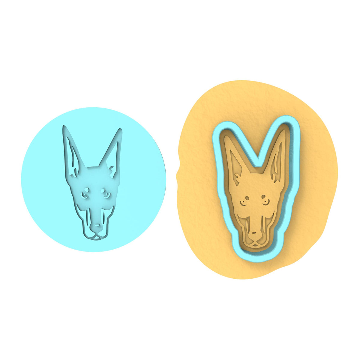 Doberman Pinscher Cookie Cutter | Stamp | Stencil #1 Animals & Dinosaurs Cookie Cutter Lady MINI - 2 Inches (5cm) **BUNDLE** Cutter + Debosser 