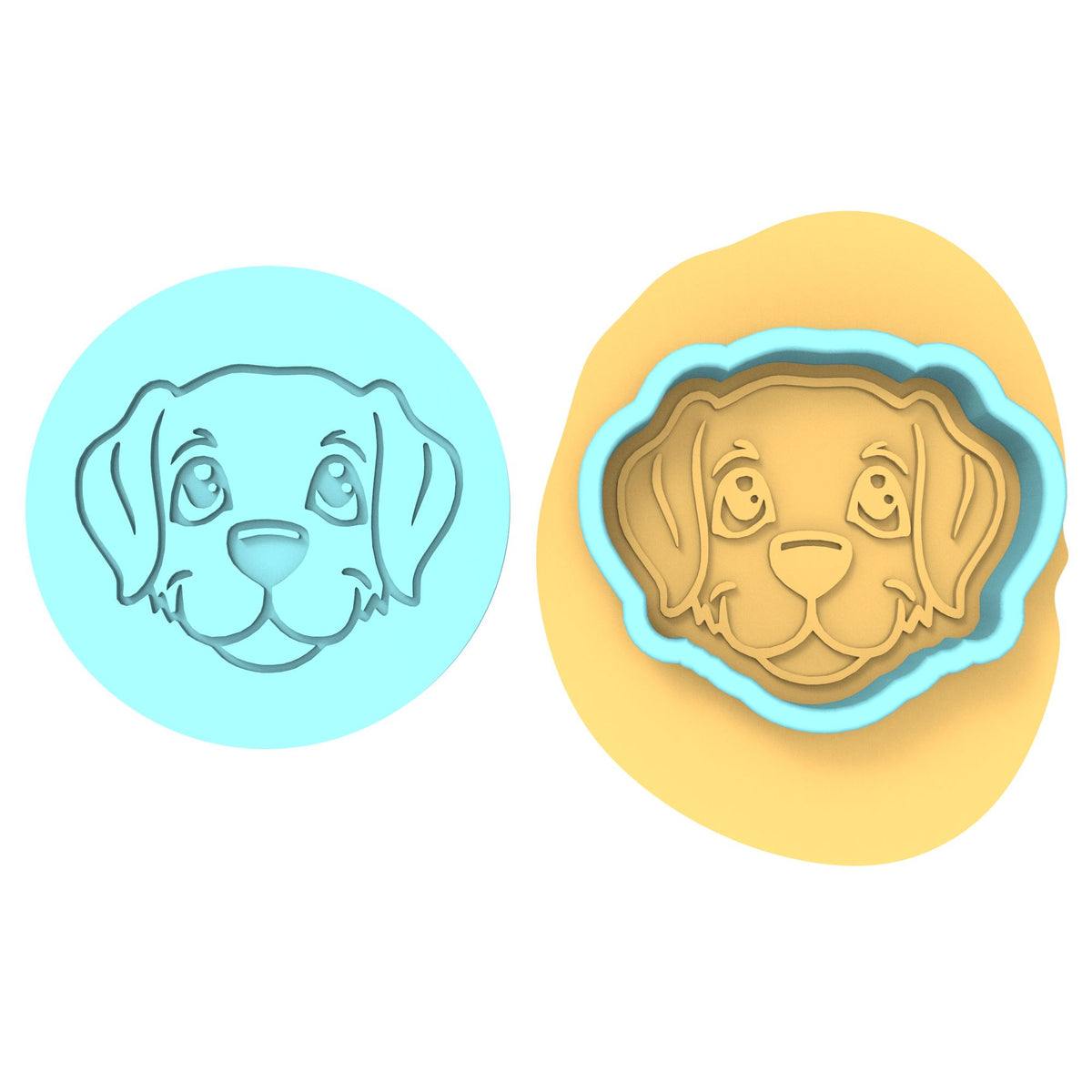 Dog Face Cookie Cutter | Stamp | Stencil #A Animals & Dinosaurs Cookie Cutter Lady MINI - 2 Inches (5cm) **BUNDLE** Cutter + Debosser 
