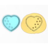 Dog Footprints Heart Cookie Cutter Outline & Stamp #2