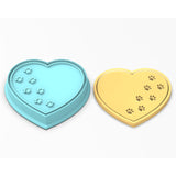 Dog Footprints Heart Cookie Cutter Outline & Stamp #2