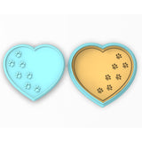 Dog Footprints Heart Cookie Cutter Outline & Stamp #2