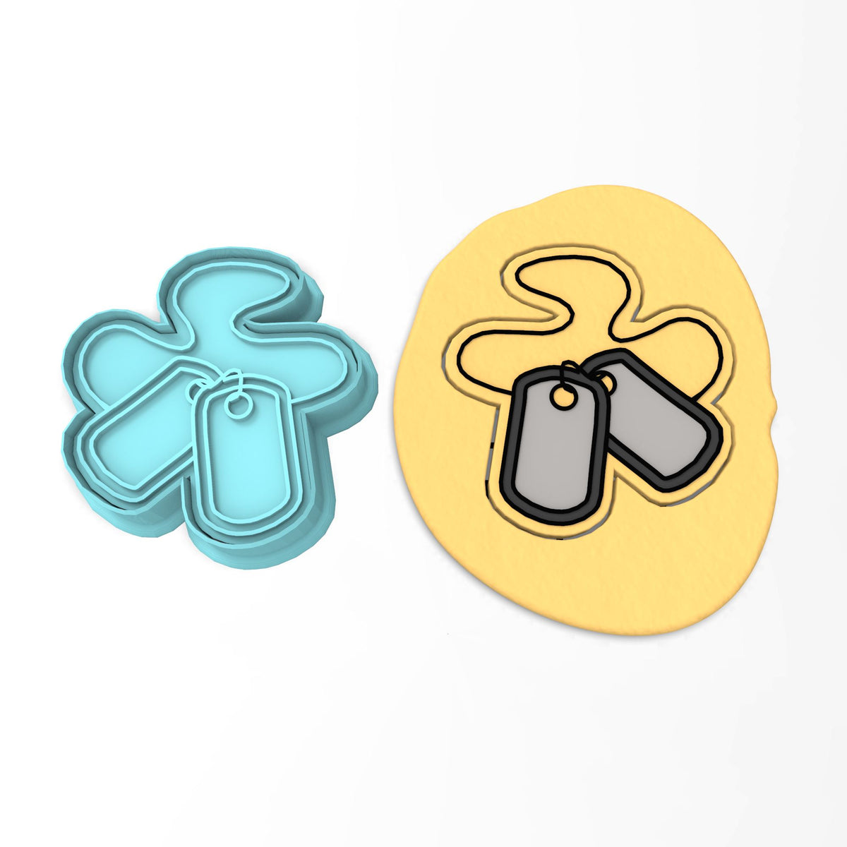 Dog Tag Cookie Cutter | Stamp | Stencil #1