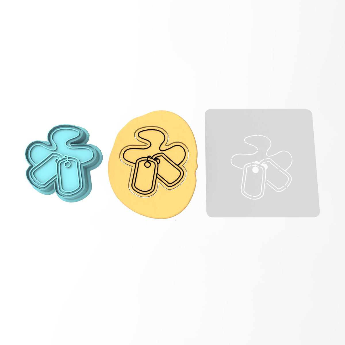 Dog Tag Cookie Cutter | Stamp | Stencil #1