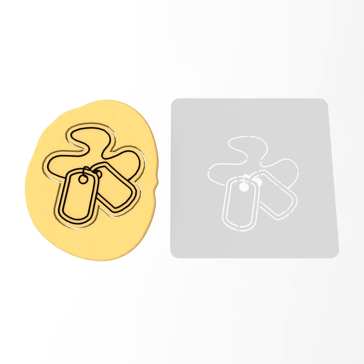 Dog Tag Cookie Cutter | Stamp | Stencil #1