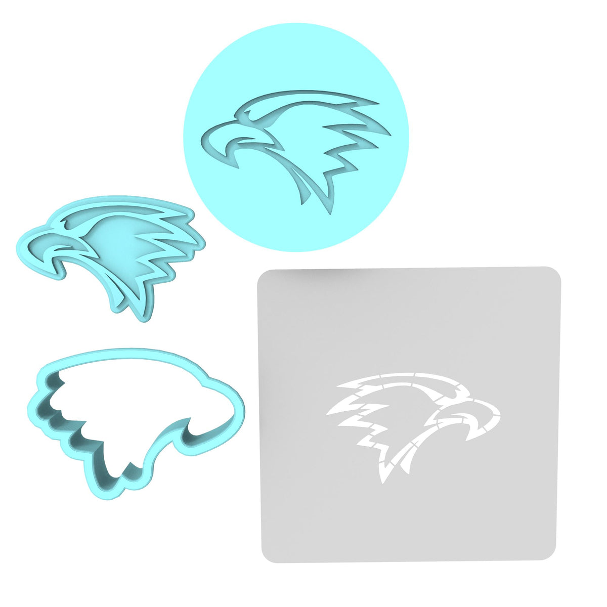 Eagle Head Cookie Cutter | Stamp | Stencil #1 Animals & Dinosaurs Cookie Cutter Lady MINI - 2 Inches (5cm) **FULL SET BUNDLE** Cutter + Stamp + Stencil + Debosser **BEST DEAL** 