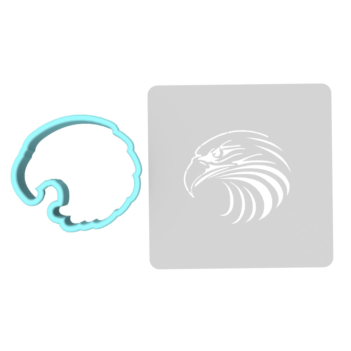 Eagle Head Cookie Cutter | Stamp | Stencil #2C Animals & Dinosaurs Cookie Cutter Lady MINI - 2 Inches (5cm) **BUNDLE** Cutter + Stencil 