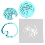 Eagle Head Cookie Cutter | Stamp | Stencil #2C Animals & Dinosaurs Cookie Cutter Lady MINI - 2 Inches (5cm) **FULL SET BUNDLE** Cutter + Stamp + Stencil + Debosser **BEST DEAL** 