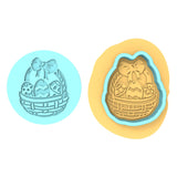 Easter Basket Cookie Cutter | Stamp | Stencil #1 Animals & Dinosaurs Cookie Cutter Lady MINI - 2 Inches (5cm) **BUNDLE** Cutter + Debosser 