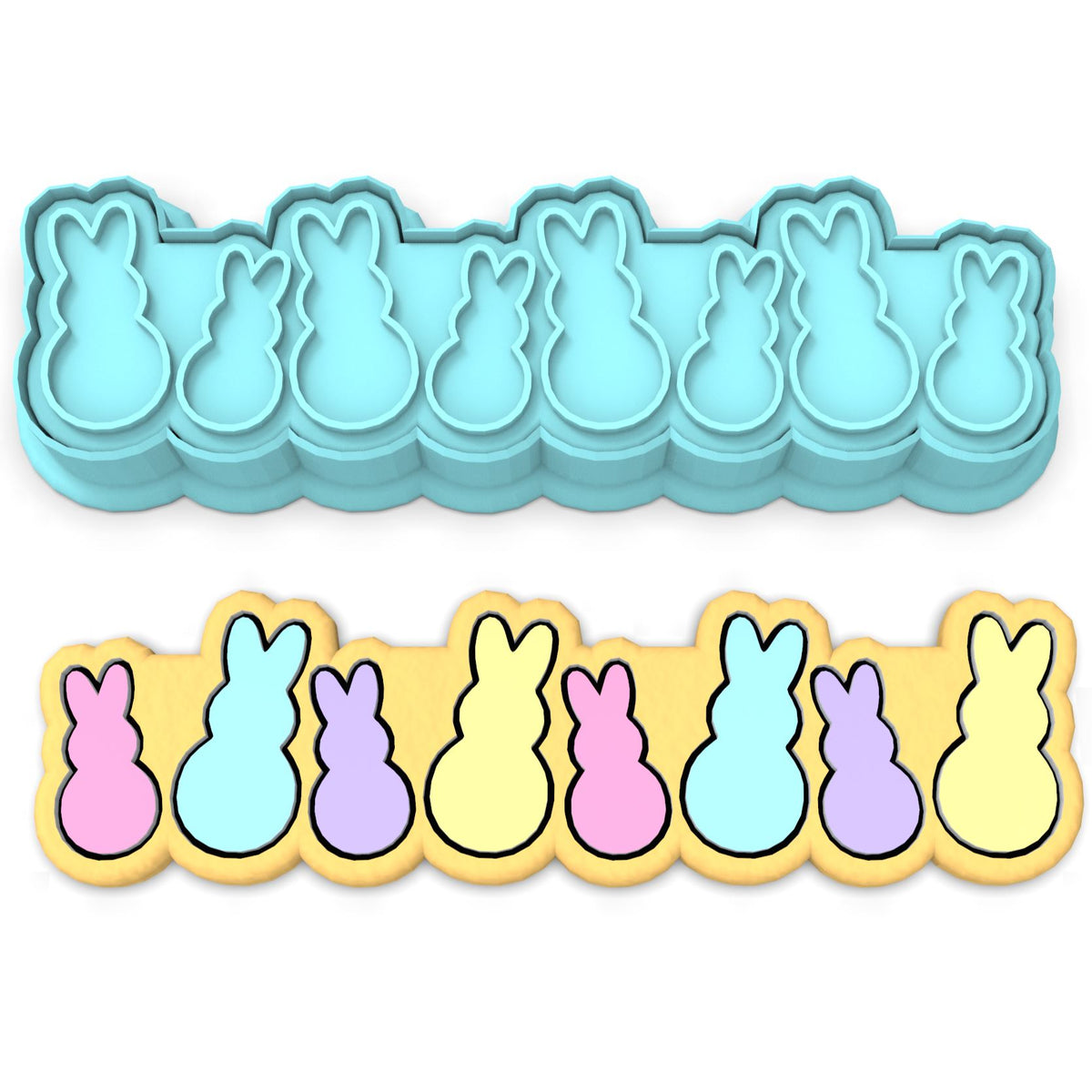 Easter Bunny Cake Border Cookie Cutter | Stamp | Stencil