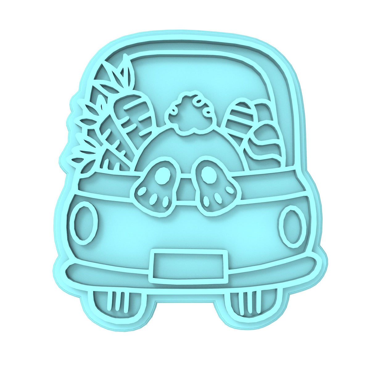 Easter Bunny Truck Blank Plate Cookie Cutter | Stamp | Stencil #1 Animals & Dinosaurs Cookie Cutter Lady MINI - 2 Inches (5cm) Stamp ONLY 