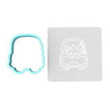 Easter Bunny Truck Blank Plate Cookie Cutter | Stamp | Stencil #1 Animals & Dinosaurs Cookie Cutter Lady MINI - 2 Inches (5cm) **BUNDLE** Cutter + Stencil 