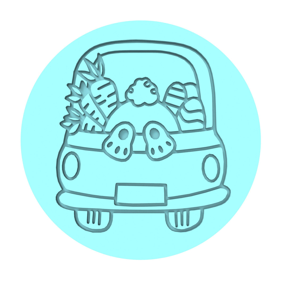 Easter Bunny Truck Blank Plate Cookie Cutter | Stamp | Stencil #1 Animals & Dinosaurs Cookie Cutter Lady MINI - 2 Inches (5cm) Debosser ONLY 