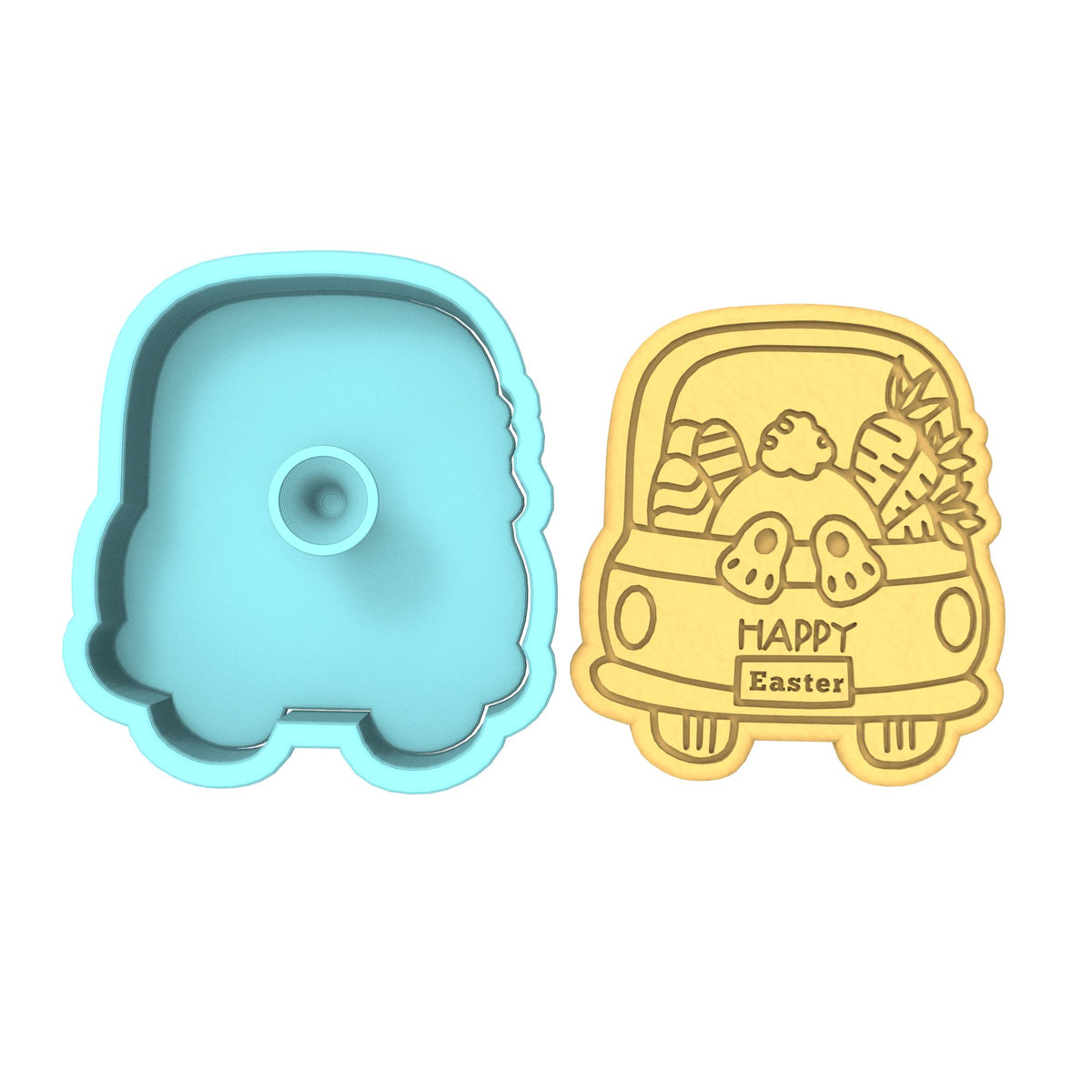 Easter Bunny Truck Butt Cookie Cutter | Stamp | Stencil #1 Animals & Dinosaurs Cookie Cutter Lady 