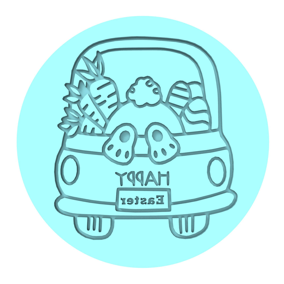Easter Bunny Truck Butt Cookie Cutter | Stamp | Stencil #1 Animals & Dinosaurs Cookie Cutter Lady MINI - 2 Inches (5cm) Debosser ONLY 