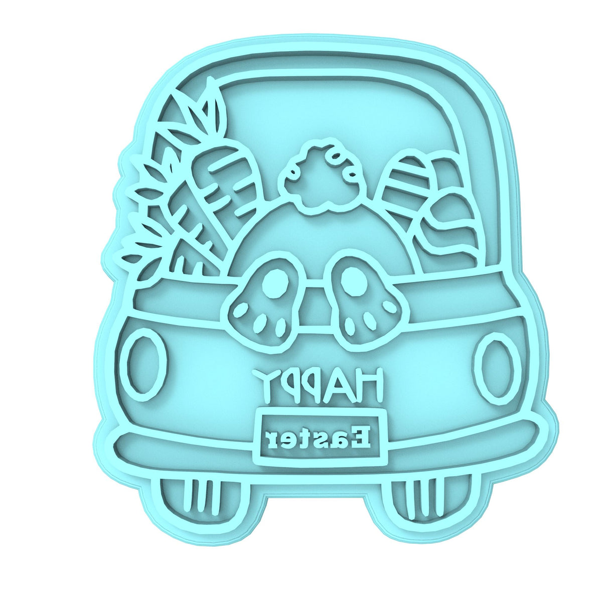 Easter Bunny Truck Butt Cookie Cutter | Stamp | Stencil #1 Animals & Dinosaurs Cookie Cutter Lady MINI - 2 Inches (5cm) Stamp ONLY 