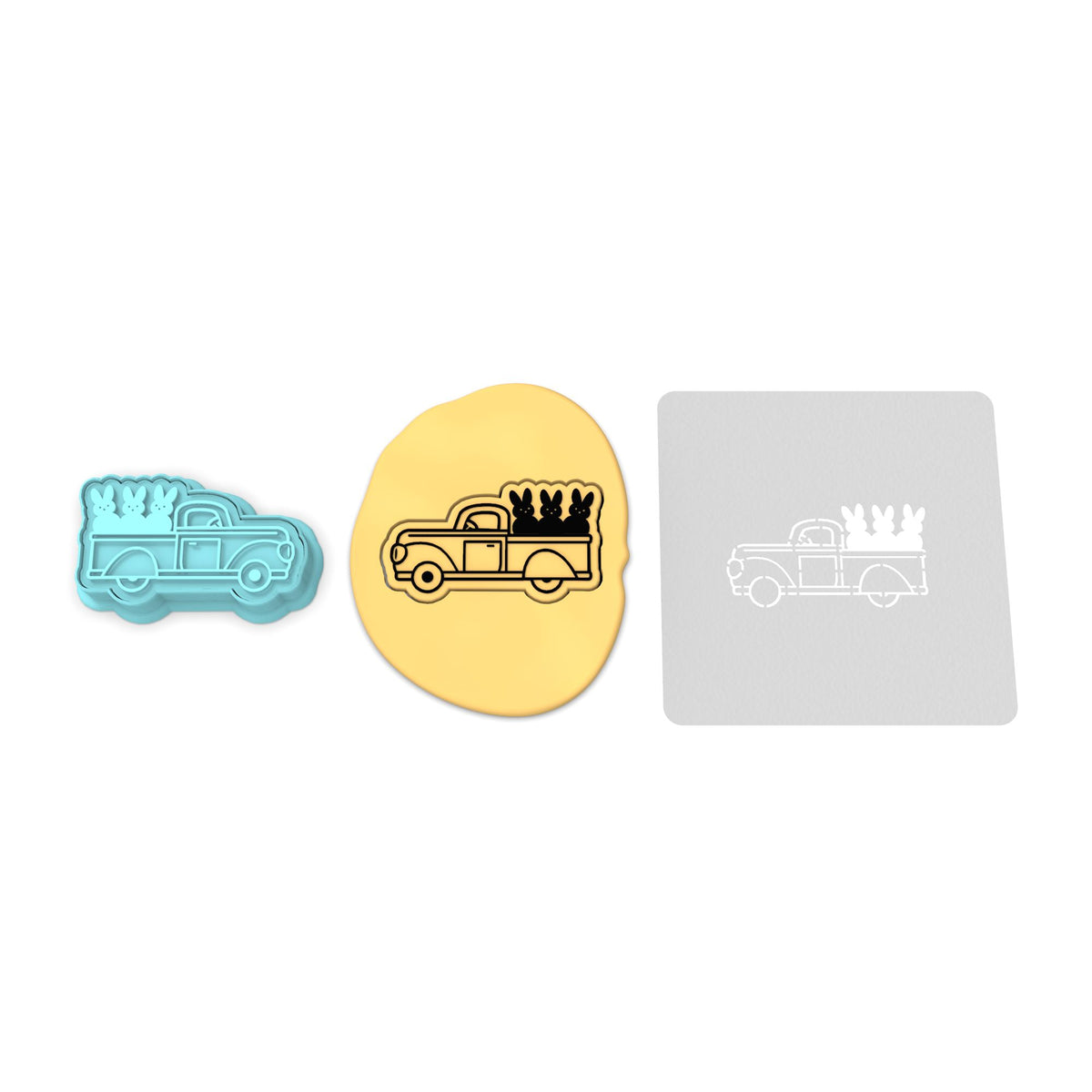 Easter Bunny Truck Cookie Cutter | Stamp | Stencil #1
