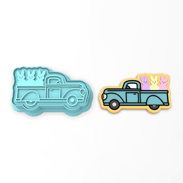 Easter Bunny Truck Cookie Cutter | Stamp | Stencil #1