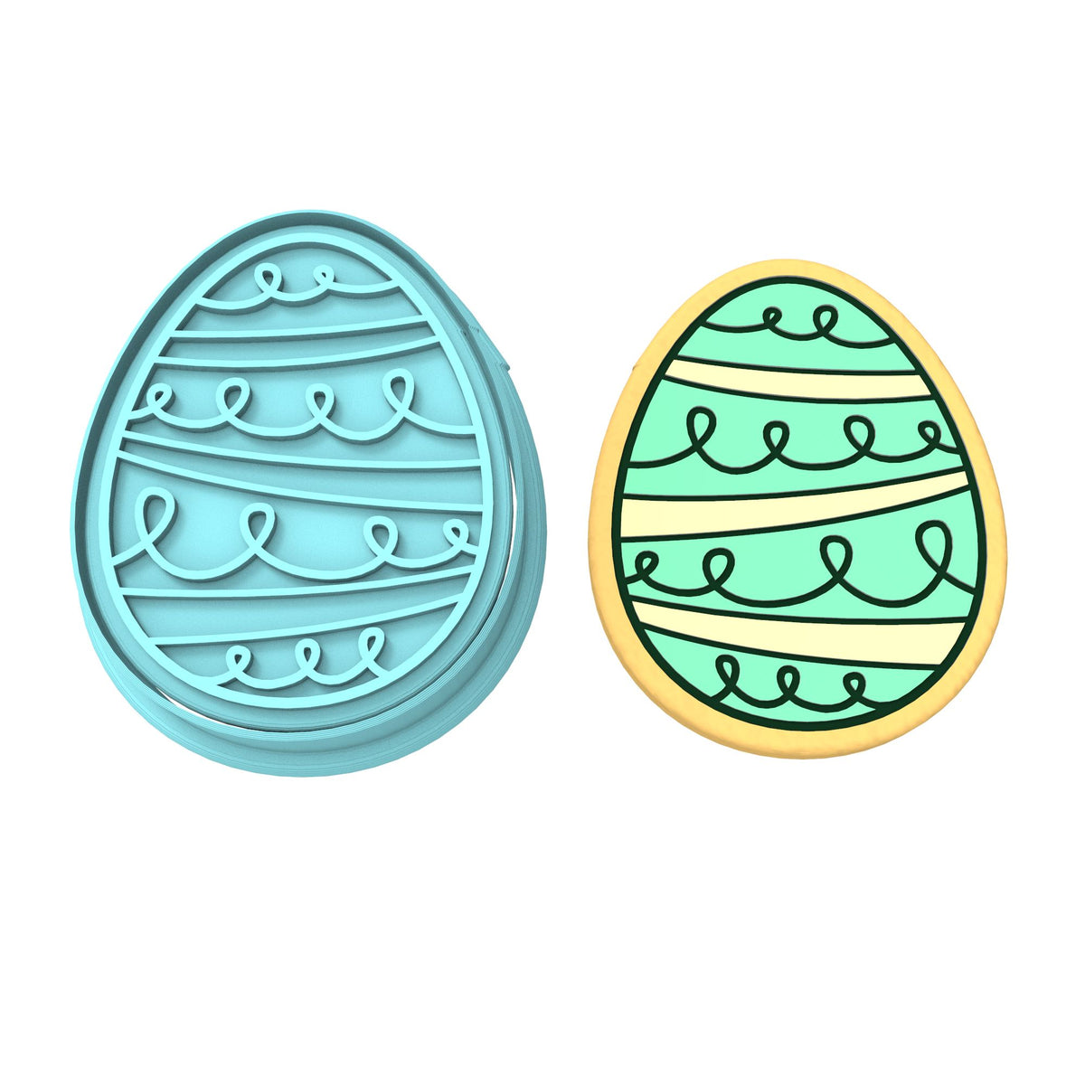 Easter Egg Cookie Cutter Stamp & Outline #7