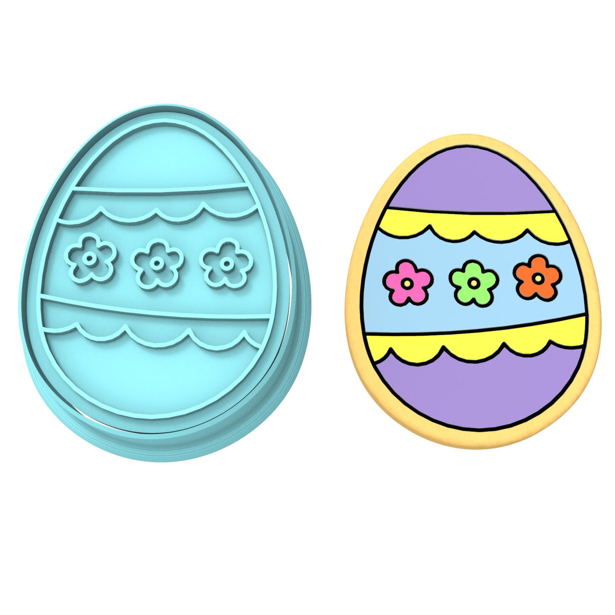 Easter Egg Cookie Cutter Stamp & Outline #9