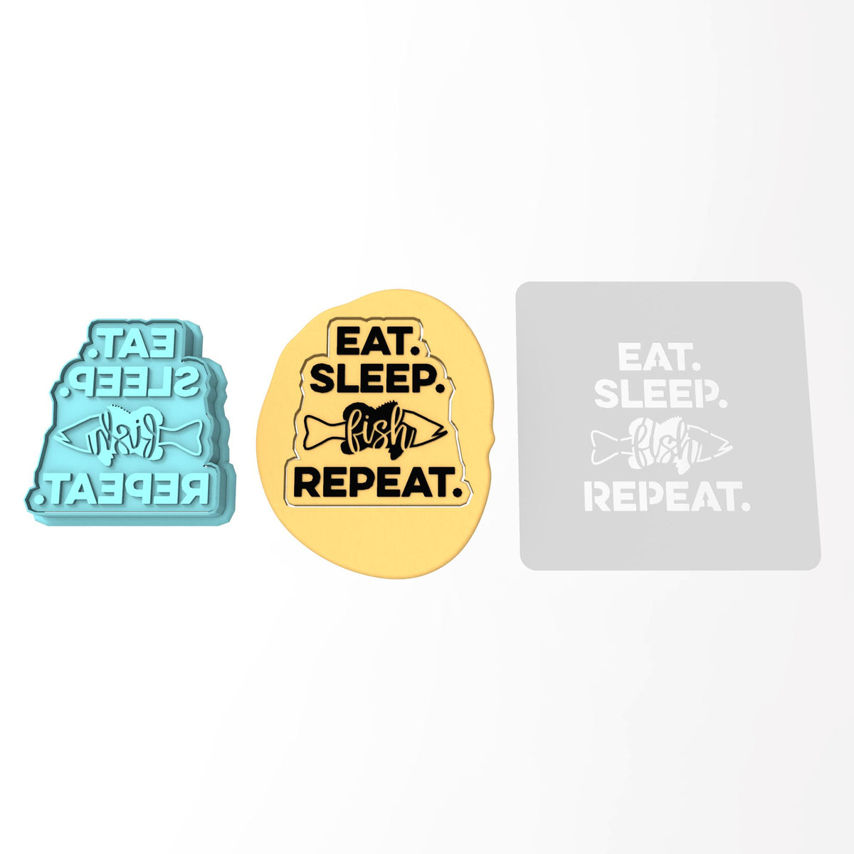 Eat Sleep Fish Repeat Cookie Cutter | Stamp | Stencil #1