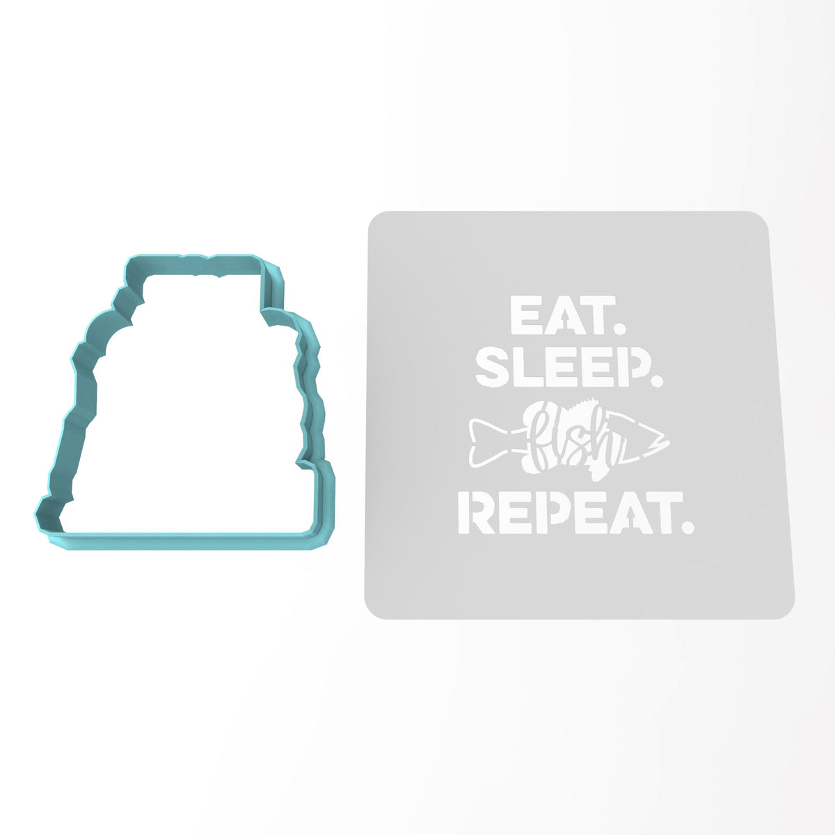 Eat Sleep Fish Repeat Cookie Cutter | Stamp | Stencil #1