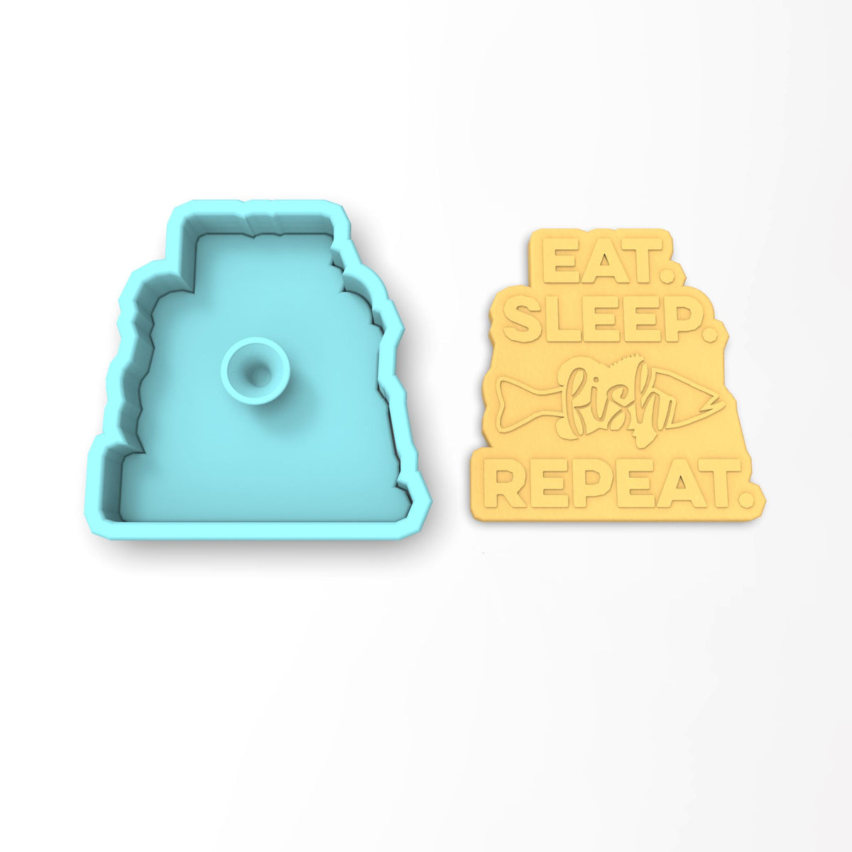 Eat Sleep Fish Repeat Cookie Cutter | Stamp | Stencil #1
