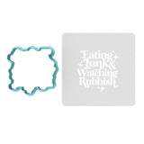 Eating Junk and Watching Rubbish Cookie Cutter | Stamp | Stencil Xmas / Winter / NYE Cookie Cutter Lady TEENY - 1 Inch (2.5cm) **BUNDLE** Cutter + Stencil 