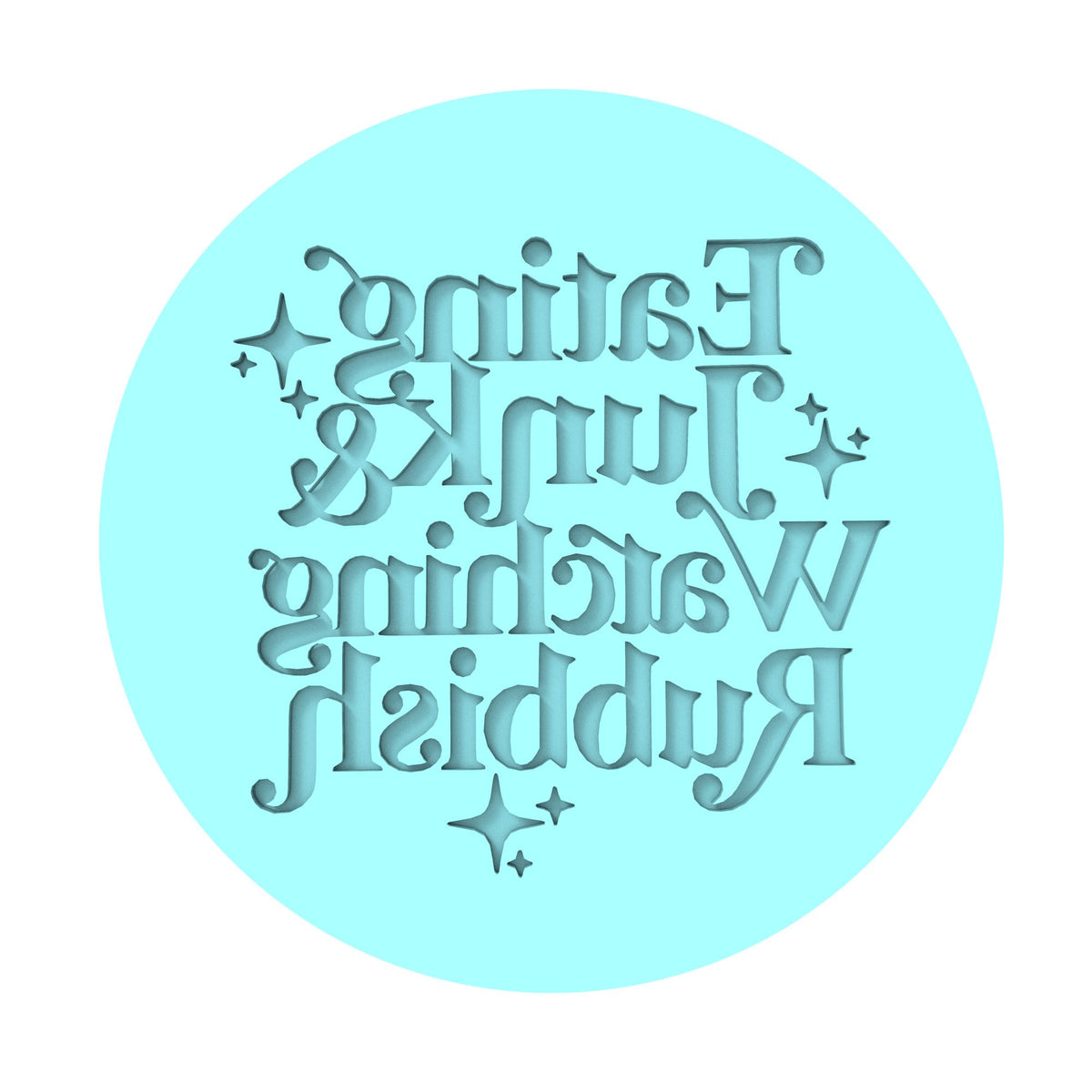 Eating Junk and Watching Rubbish Cookie Cutter | Stamp | Stencil Xmas / Winter / NYE Cookie Cutter Lady TEENY - 1 Inch (2.5cm) Debosser ONLY 
