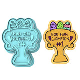 Egg Hunt Champion Cookie Cutter | Stamp | Stencil #1 Animals & Dinosaurs Cookie Cutter Lady MINI - 2 Inches (5cm) **BUNDLE** Cutter + Stamp 