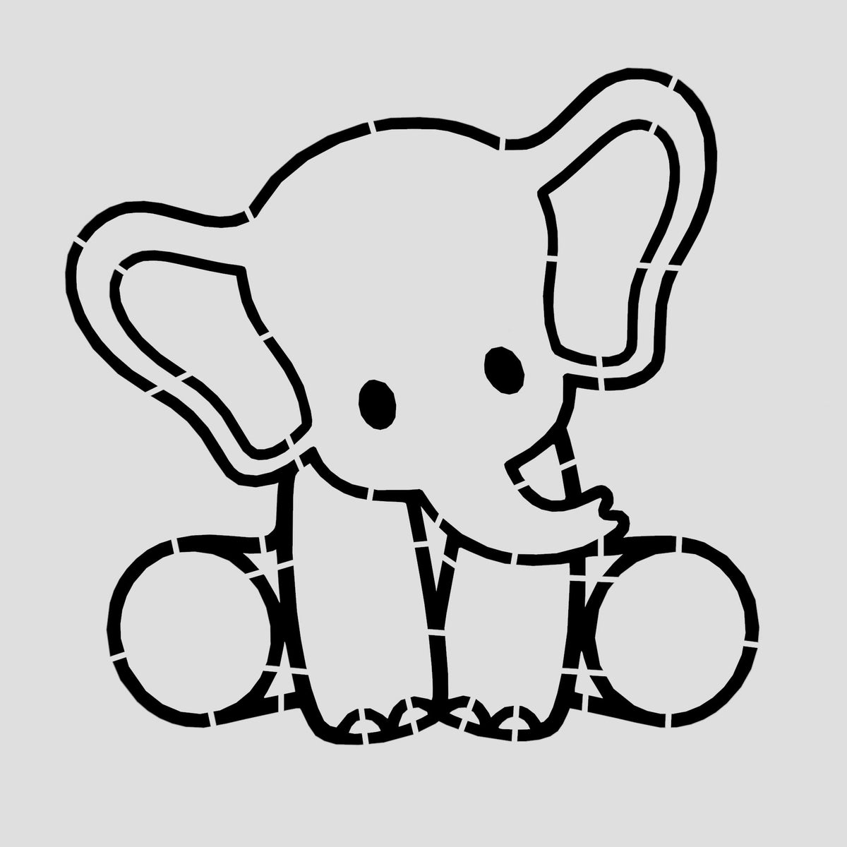 Elephant Body Cookie Cutter | Stamp | Stencil #2