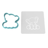 Elephant Body Cookie Cutter | Stamp | Stencil #2 Wedding / Baby / V Day Cookie Cutter Lady MINI - 2 Inches (5cm) **BUNDLE** Cutter + Stencil 