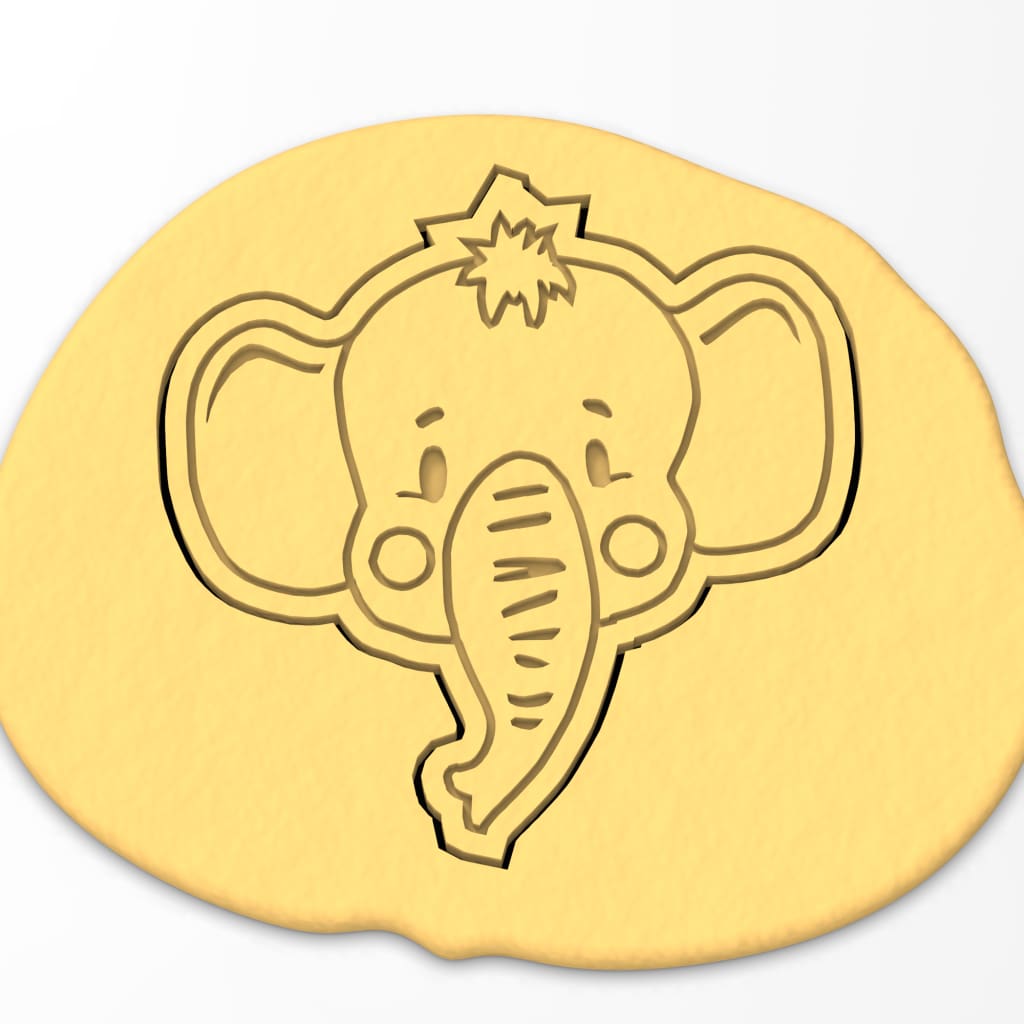 Elephant Face Cookie Cutter Stamp & Outline #1