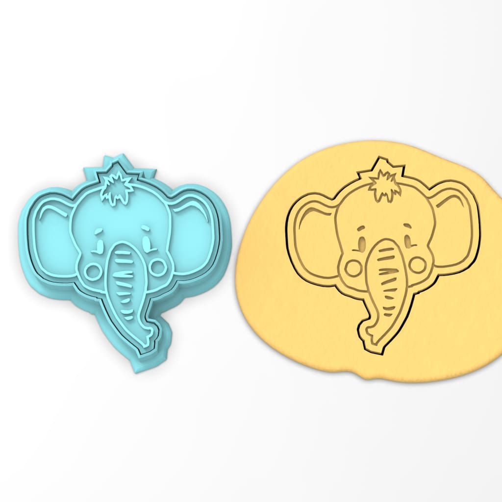 Elephant Face Cookie Cutter Stamp & Outline #1