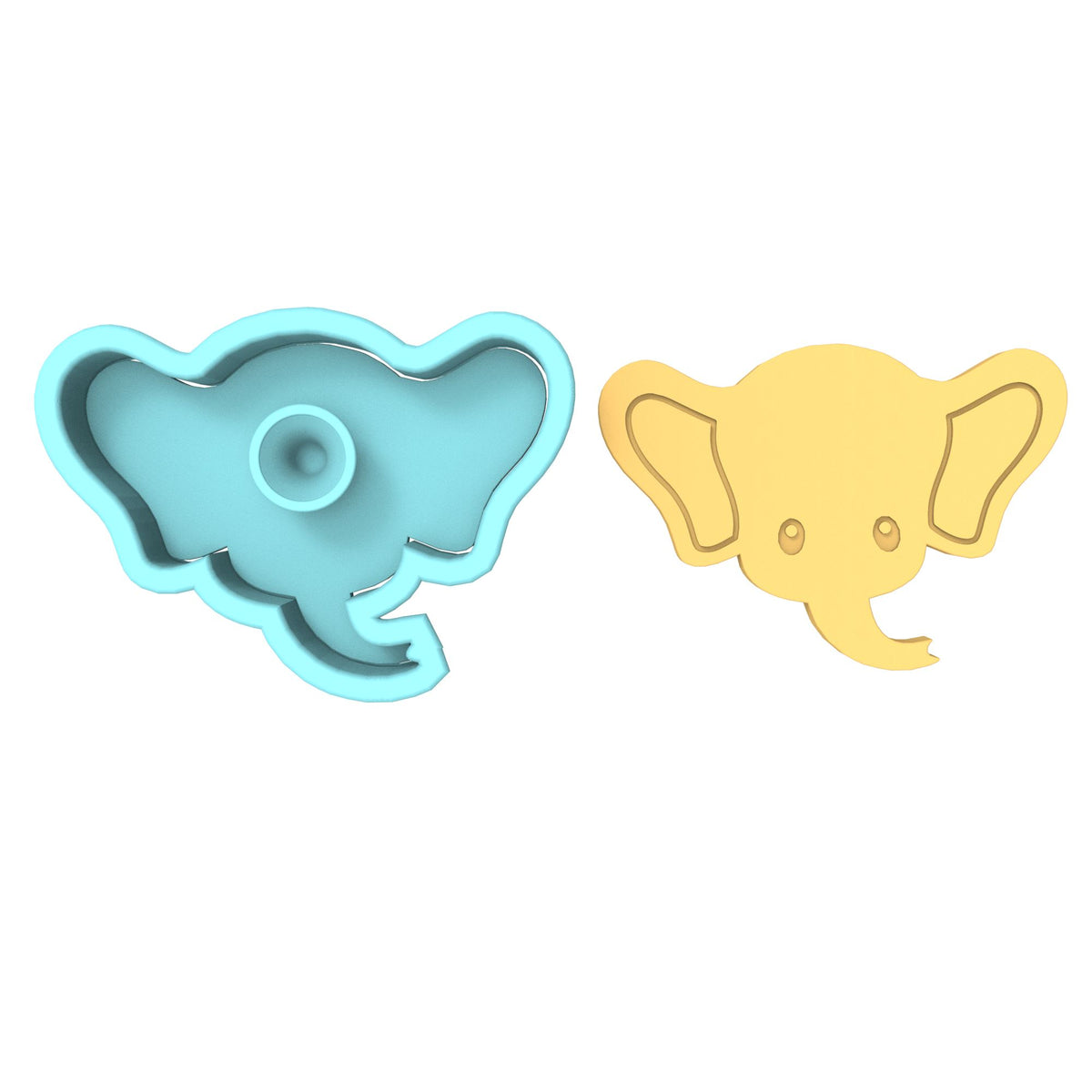Elephant Face Cookie Cutter Stamp & Outline #2