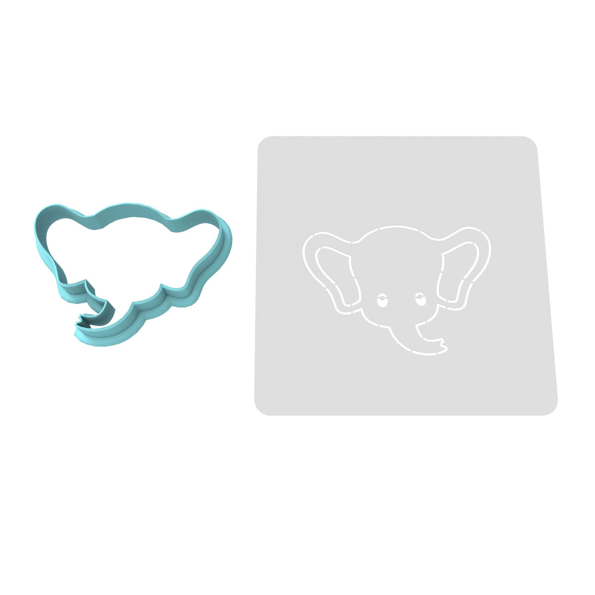 Elephant Face Cookie Cutter Stamp & Outline #2