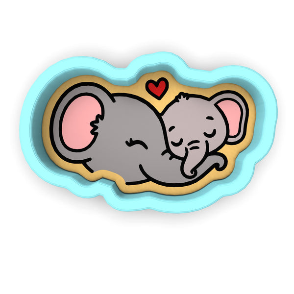 Elephant Mom and Baby Cookie Cutter | Stamp | Stencil #1